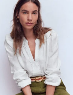 Top en lin à détails intégrés