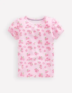 Top en pointelle à manches courtes