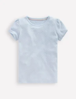 Top en pointelle à manches courtes