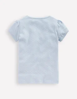 Top en pointelle à manches courtes