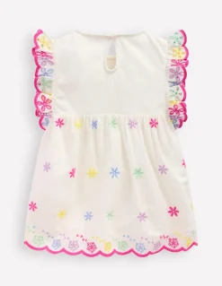 Top en tissu mélangé à broderie anglaise