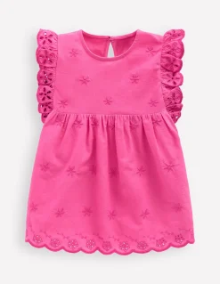 Top en tissu mélangé à broderie anglaise