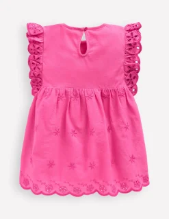 Top en tissu mélangé à broderie anglaise