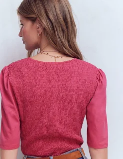 Top Lyla à col V et smocks