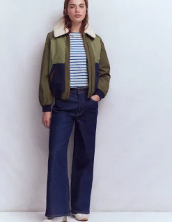 Top rayé à manches plissées