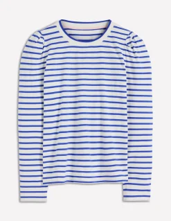 Top rayé à manches plissées