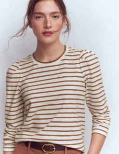 Top rayé à manches plissées
