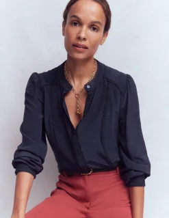 Top Rhéa en soie à détails