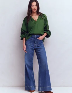 Top Serena à col plissé