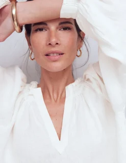 Top Serena en lin à col plissé