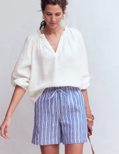 Top Serena en lin à col plissé