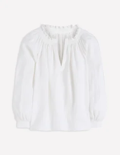 Top Serena en lin à col plissé