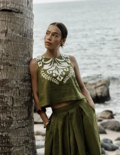 Top Sofia brodé en lin