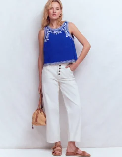 Top Sofia brodé en lin