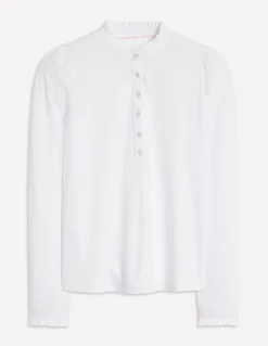 Top ultra-doux à col tunisien et volants