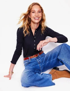 Top ultra-doux à col tunisien et volants