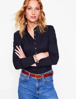 Top ultra-doux à col tunisien et volants