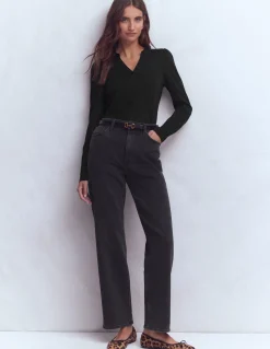 Top ultra-doux à col tunisien ouvert