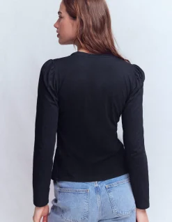 Top ultra-doux à col tunisien ouvert