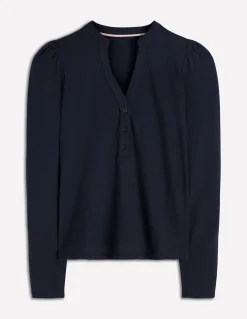 Top ultra-doux à col tunisien ouvert