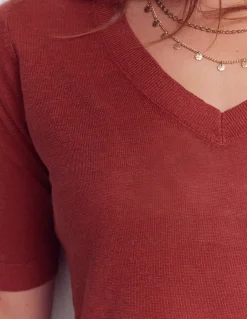 T-shirt col en V Agnes en lin