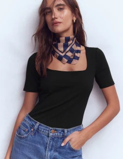 T-shirt double épaisseur à col carré