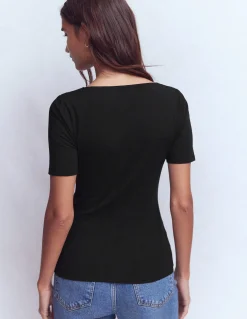 T-shirt double épaisseur à col carré