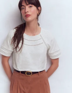 T-shirt Poppy à col rond et détails