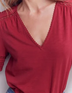 T-shirt Poppy col V à détails