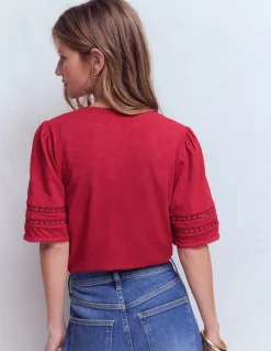 T-shirt Poppy col V à détails