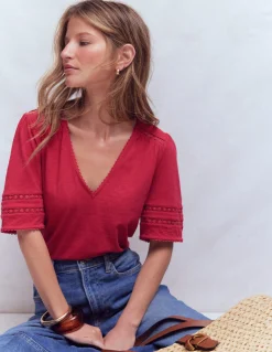 T-shirt Poppy col V à détails