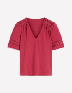 T-shirt Poppy col V à détails