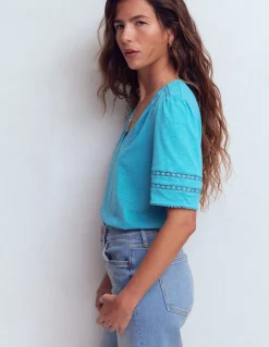 T-shirt Poppy col V à détails