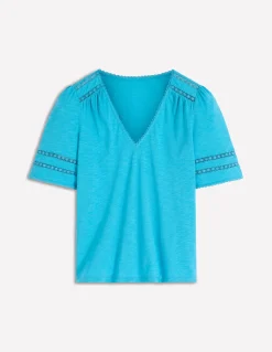 T-shirt Poppy col V à détails