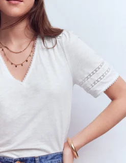 T-shirt Poppy col V à détails