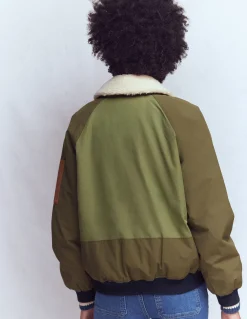 Veste bomber à détails en borg