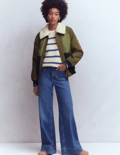 Veste bomber à détails en borg