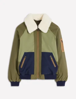 Veste bomber à détails en borg