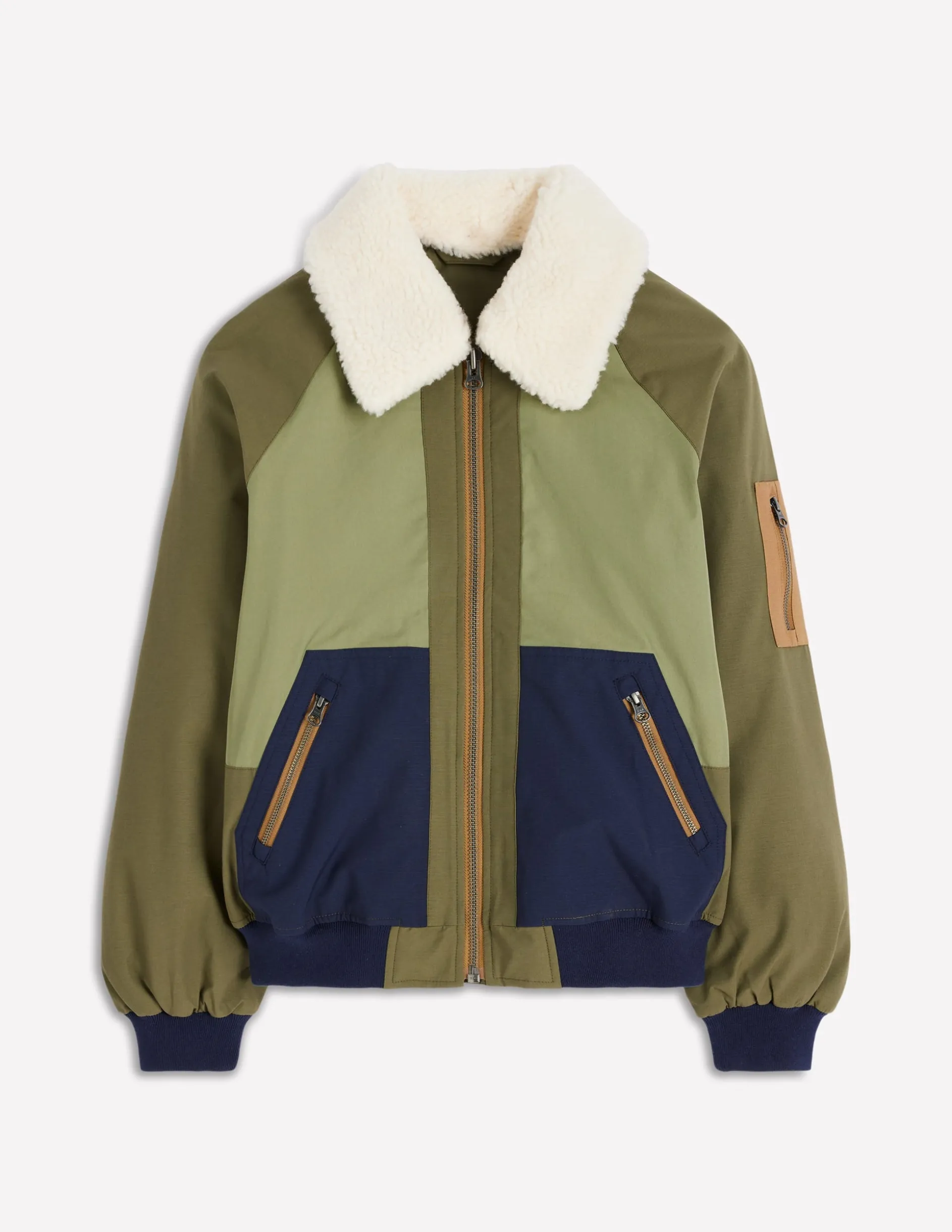 Veste bomber à détails en borg