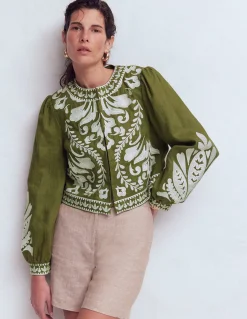 Veste brodée en lin