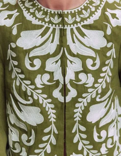 Veste brodée en lin