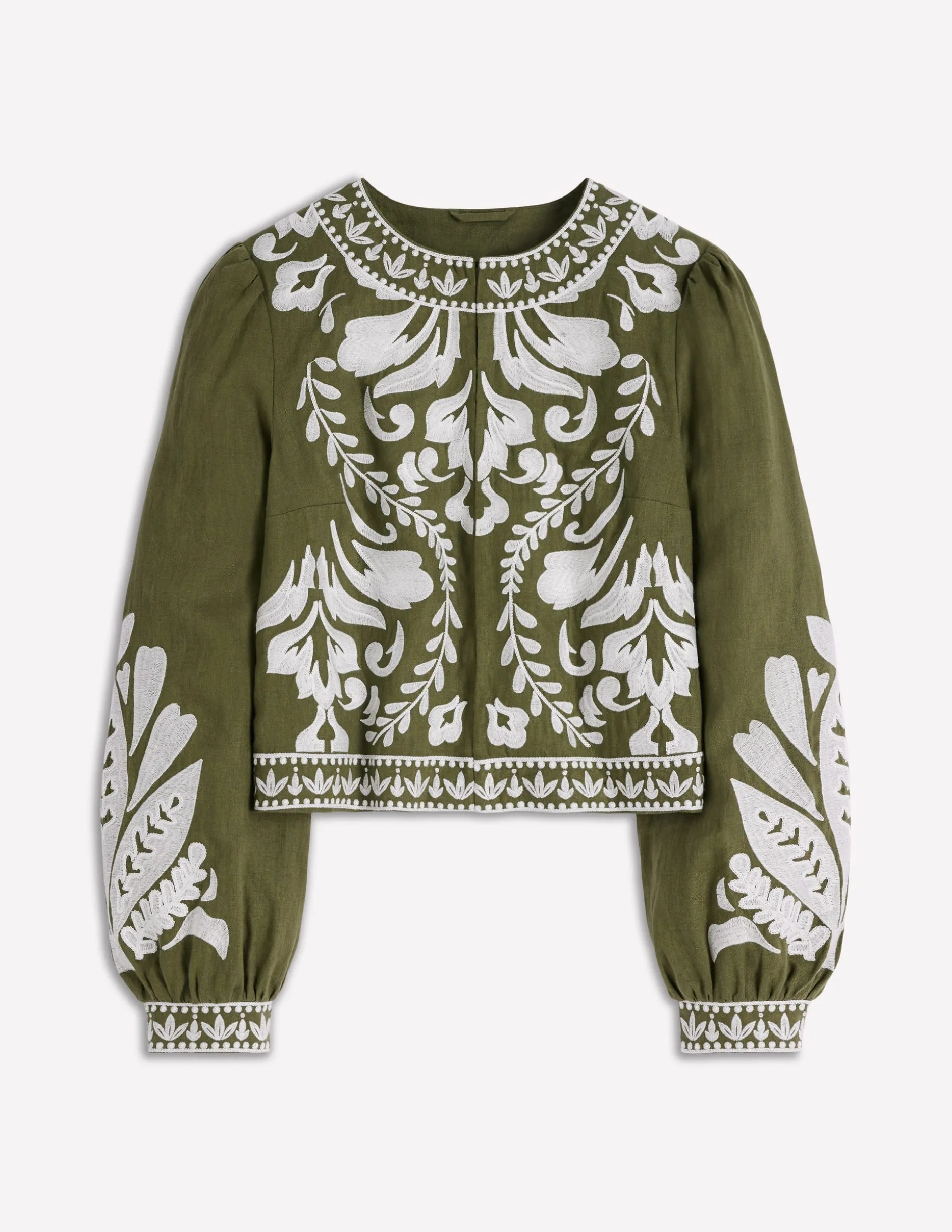 Veste brodée en lin