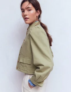 Veste en jean avec surpiqûres