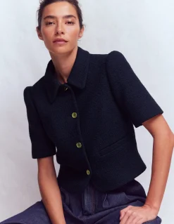 Veste texturée à manches courtes